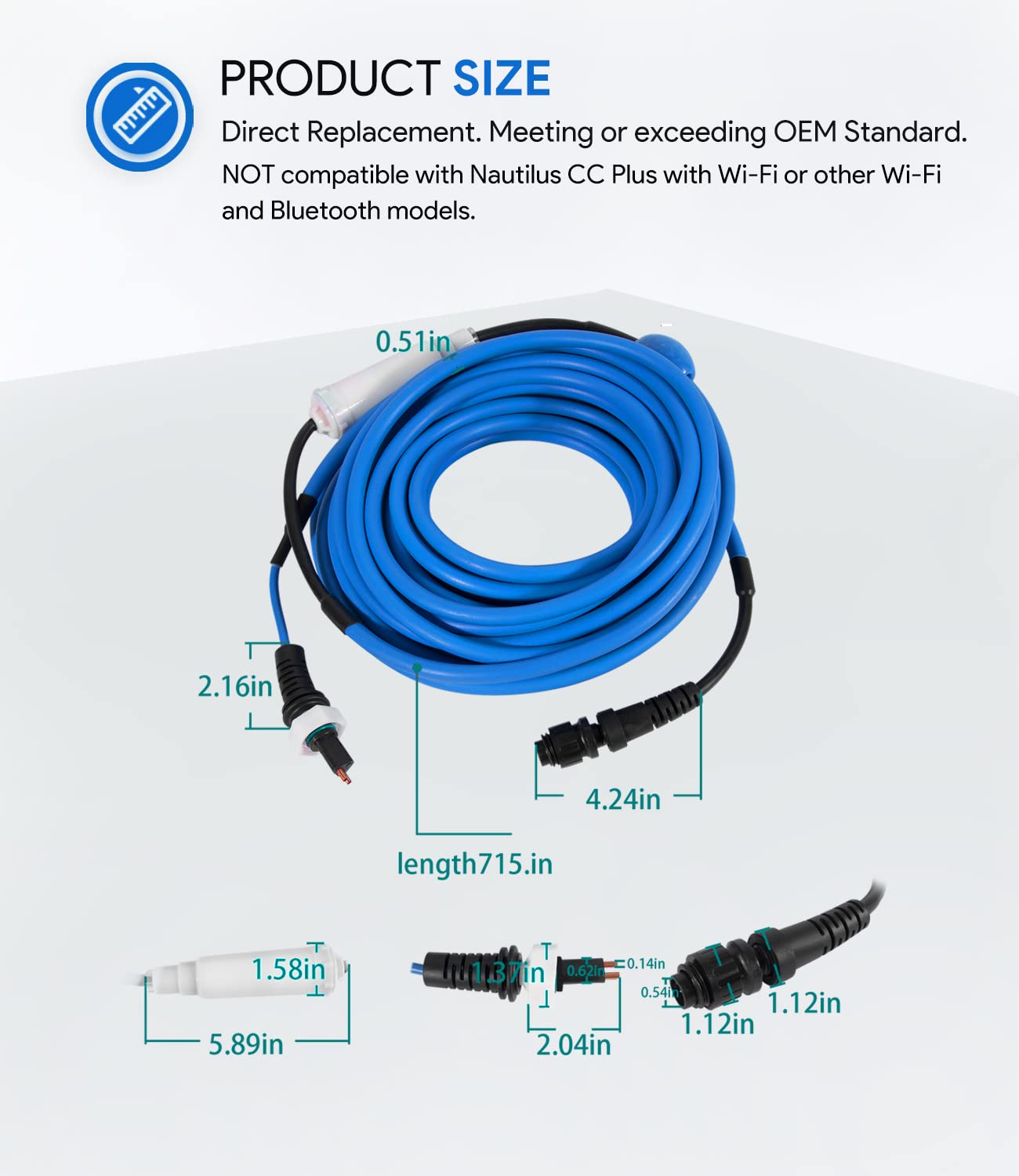 sixcow 9995862-DIY Blue Cable and Swivel 2 Wire, 18M/60FT